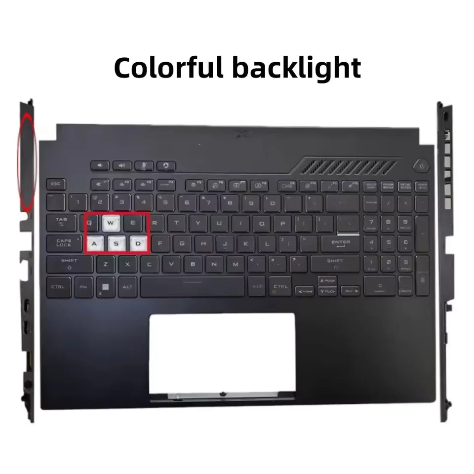 New Keyboard For TUF Gaming FX507 FA507 FX517 A15 F15 Palmrest Upper Top Case with US Backlit Keyboard Black White (2022 Year)