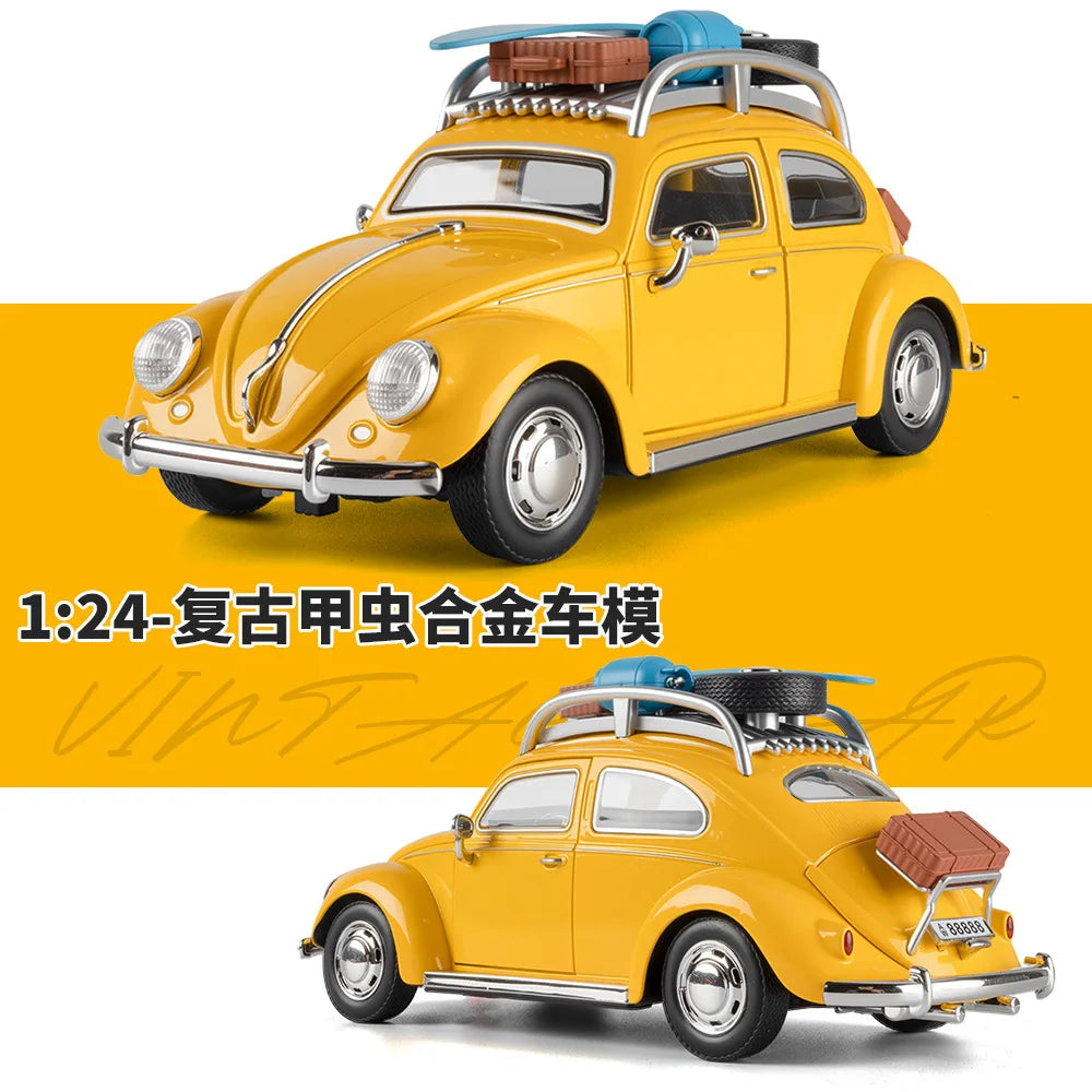 1:24 Beetle Travel Version Compact Sedan Alloy Metal Diecast Model Car Toy Car Classic Retro Cars Holiday
