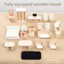 Simulated room wooden children's toys, pretend play mini furniture, hands