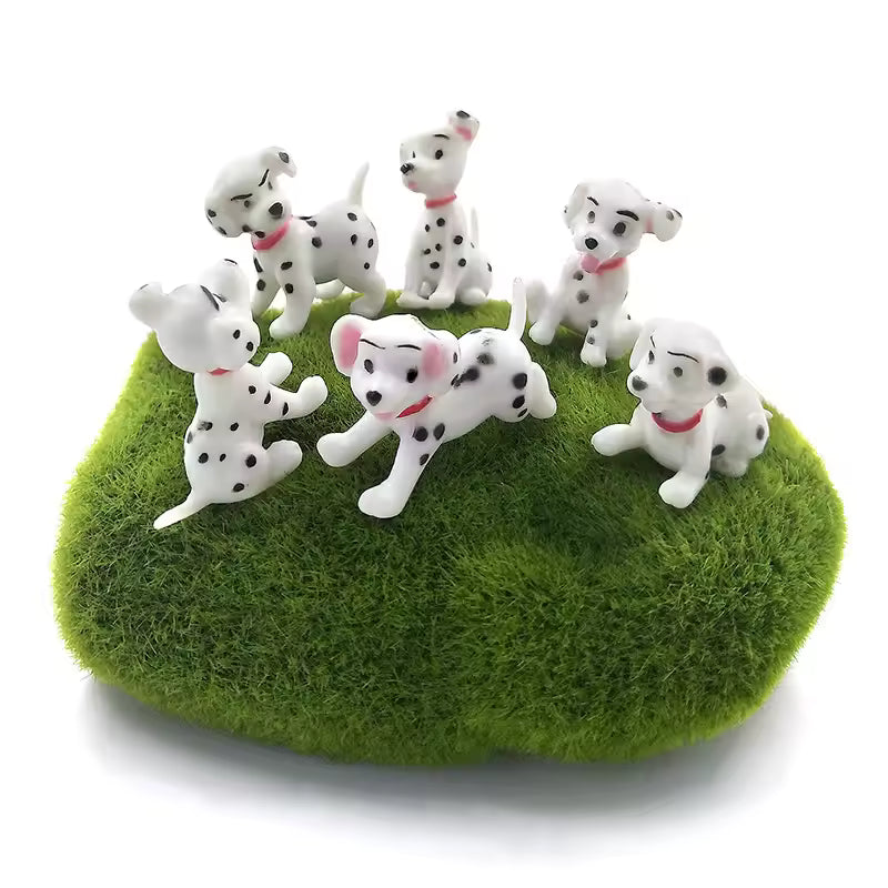 6pcs Mini Spotted Dog Figurine Miniature Fairy Garden Animal Statue Craft Home