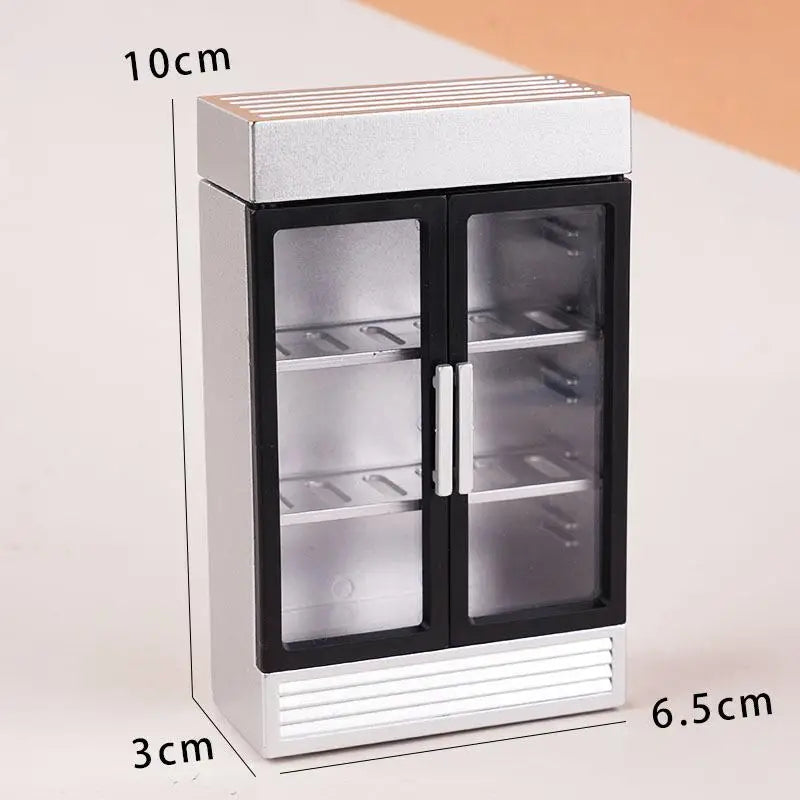 Dollhouse Accessories Mini Beverage Refrigerator Kit Pretend Play Realistic Toy for Kids Furniture